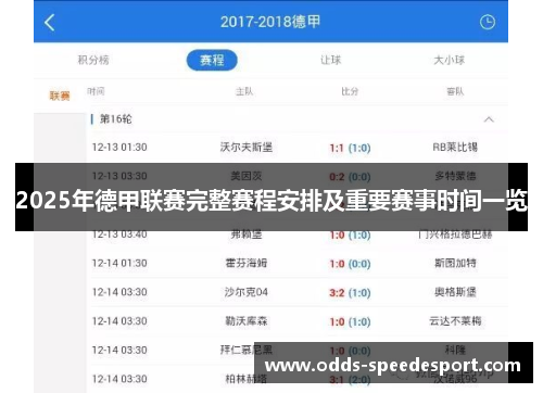 2025年德甲联赛完整赛程安排及重要赛事时间一览
