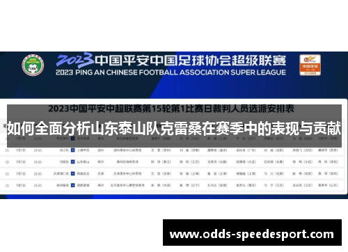 如何全面分析山东泰山队克雷桑在赛季中的表现与贡献